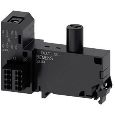 Modul Siemens AS-i s černým tělem. Má několik připojovacích bodů a štítky jako 'FAULT' a 'ADDR'.
