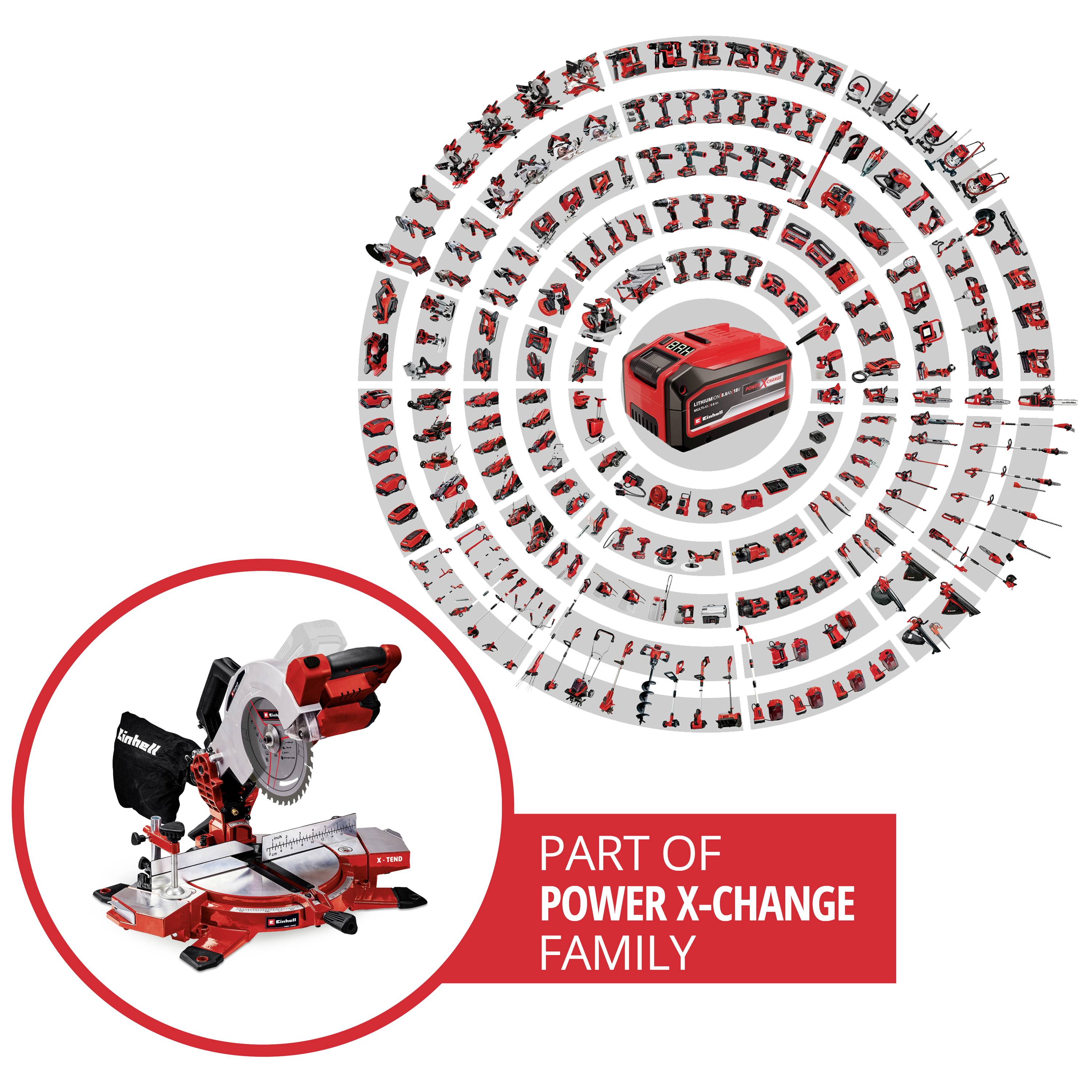 Einhell Power X-Change TE-MS 18/210 Li-Solo akumulátorová kapovací pila , bez akumulátoru, průměr listu 210 mm, uchycení-3