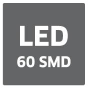 Nápis "LED 60 SMD" je napsán černým písmem na šedém pozadí.