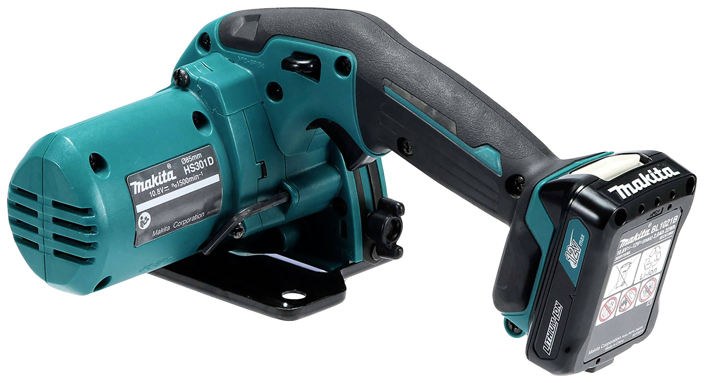Bezdrátové zelené elektrické nářadí s ergonomickou rukojetí a akumulátorem.