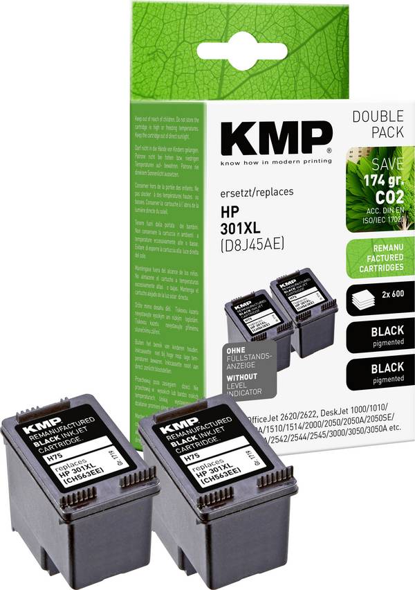 KMP Ink náhradní HP 301XL, CH563EE kompatibilní Dual černá H75D 1719,4021