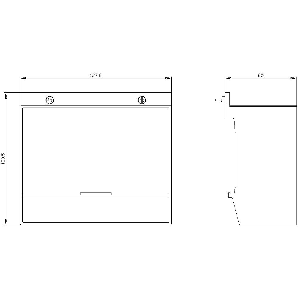 Technický výkres obdélníkového objektu s rozměry. Šířka 137,6 cm, výška 82,5 cm, hloubka 6,5 cm. Čelní a boční pohled.