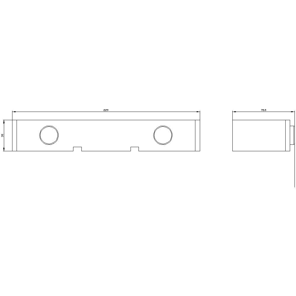 Technický výkres podlouhlého obdélníkového dílu se dvěma otvory, rozměry a bočním pohledem; šířka 870 mm, výška 70 mm.