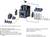 Graf zobrazuje spínač s příslušenstvím. Označeny jsou elektronické spouště, pomocné spínací bloky a kabelové kryty.