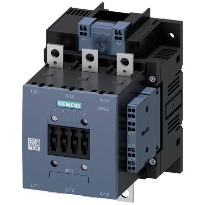 Elektrický stykač Siemens v modrém krytu. Označený 'SIRIUS' a číslem modelu '3RT', s připojovacími svorkami nahoře a dole.