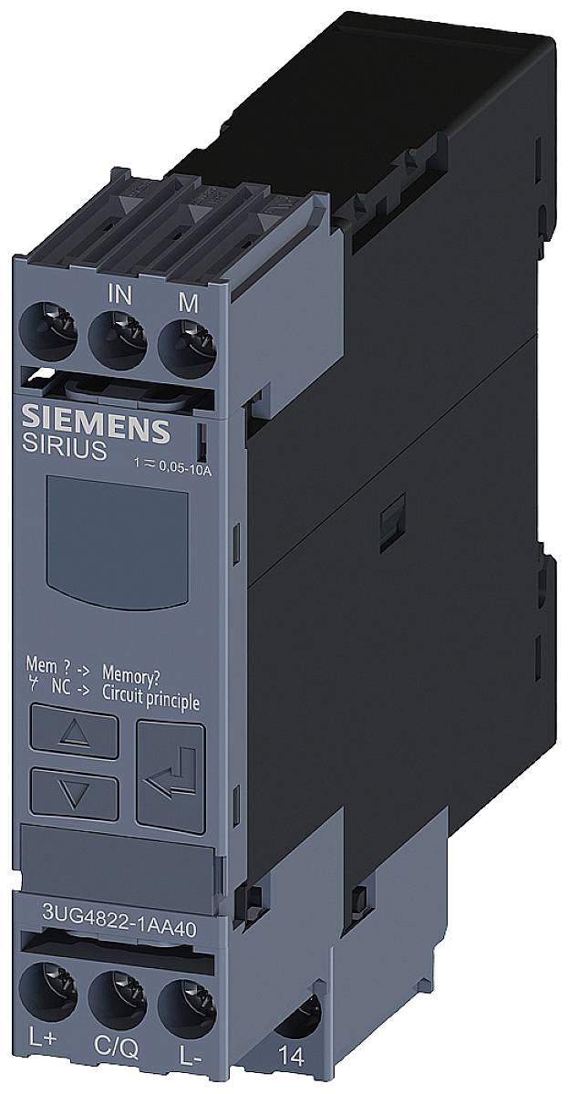 Monitorovací relé Siemens Sirius, model 3UG4822-1AA40, pro monitorování elektrických obvodů; širší montážní lišta