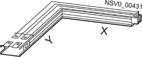Diagram technického rohového spoje s popisky X a Y. Číslo modelu NSVO_00431.