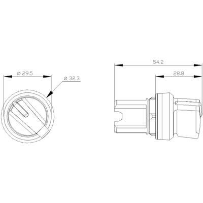 Technický výkres válcové součásti s rozměry: průměr 29,5 mm a 32,3 mm, délka 54,2 mm a 28,8 mm.
