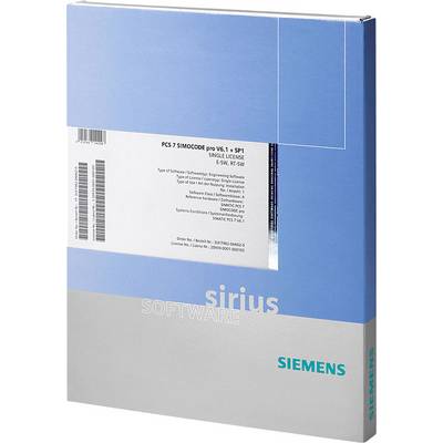 Balík se softwarovou licencí Siemens 'PCS 7 SIMOCODE pro V6.1' pro jeden počítač; modro-bílý obal s firemním logem a detaily.