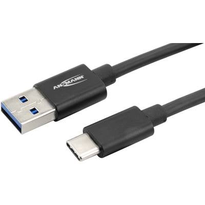 USB kabel s USB-A konektorem na jedné straně a USB-C konektorem na straně druhé, vhodný pro nabíjení a přenos dat.