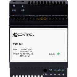 C-Control PSD-303 síťový zdroj na DIN lištu Spotřeba (Stand-By) 0.3 W 12 V/DC 4.5 A 54 W 1 x
