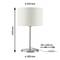 Stolní lampa s bílým stínidlem, výška 450 mm, průměr stínidla 250 mm, průměr základny 180 mm. Kabel dlouhý 30+120 cm.