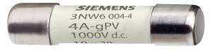 Pojistka 'SIEMENS 3NW6 004-4', 4A-gPV, 1000V DC, kovové koncové krytky, válcový tvar.