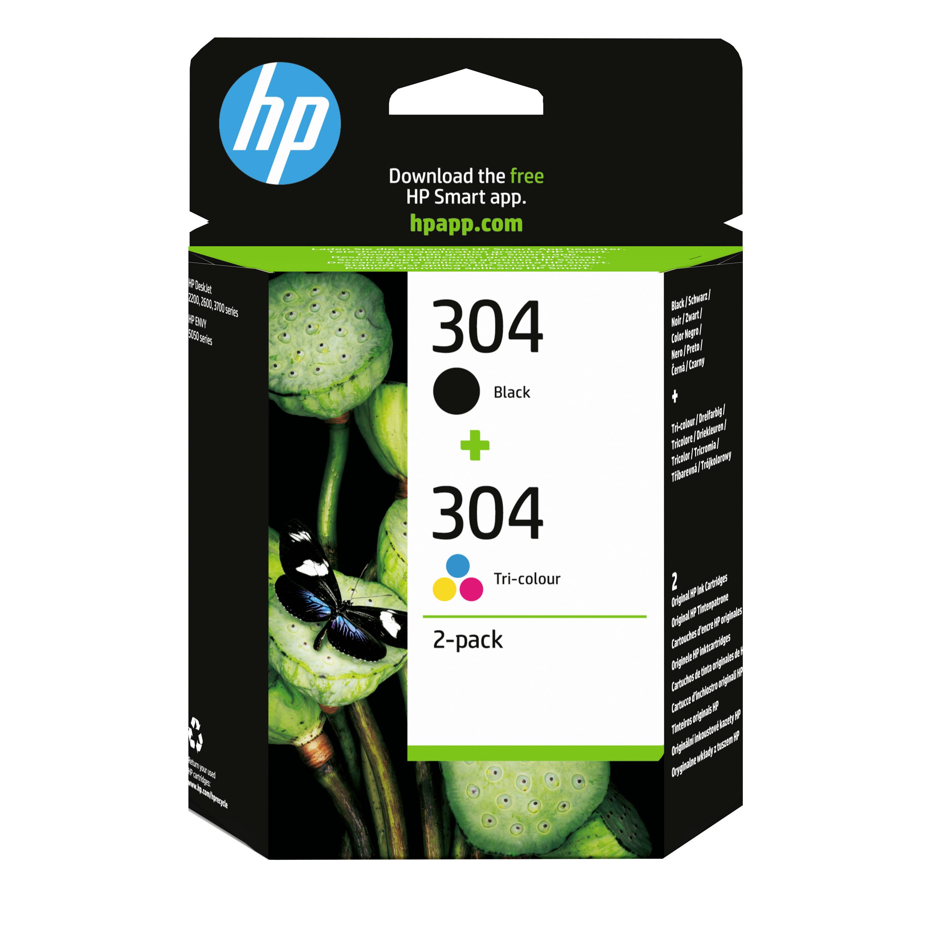 HP 304 Ink kombinované balení originál černá, azurová, purppurová, žlutá 3JB05AE Inkousty