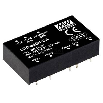 Elektronický modul od MEAN WELL, model LDD-350H-DA, pro regulaci napětí. Vstup: DC 6-35V, výstup: DC 3-25V, 350mA.