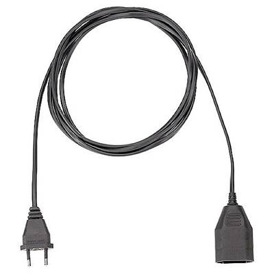 Černý prodlužovací kabel se zásuvkou Schuko, svinutý na světlém pozadí.