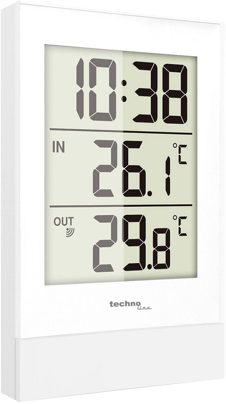 Digitální meteostanice ukazuje vnitřní teplotu 26,1°C a venkovní teplotu 29,8°C. Čas je 10:38.