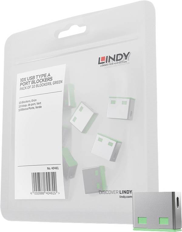 LINDY zámek portu USB USB-Lock sada 10 ks zelená  bez klíče 40461
