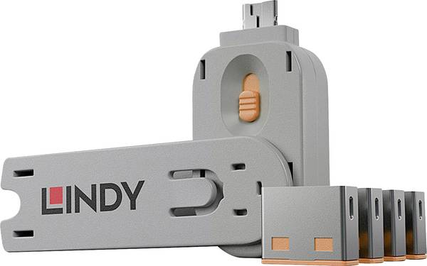 bezpečnostní USB záslepka oranžová  LINDY USB-Lock + Key