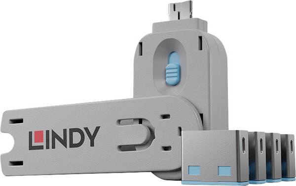 bezpečnostní USB záslepka modrá  LINDY USB-Lock + Key