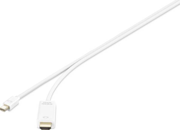 Renkforce Mini-DisplayPort / HDMI kabelový adaptér Mini DisplayPort konektory, Zástrčka HDMI-A 1.00 m bílá RF-3697528 pozlacené kontakty Kabel DisplayPort