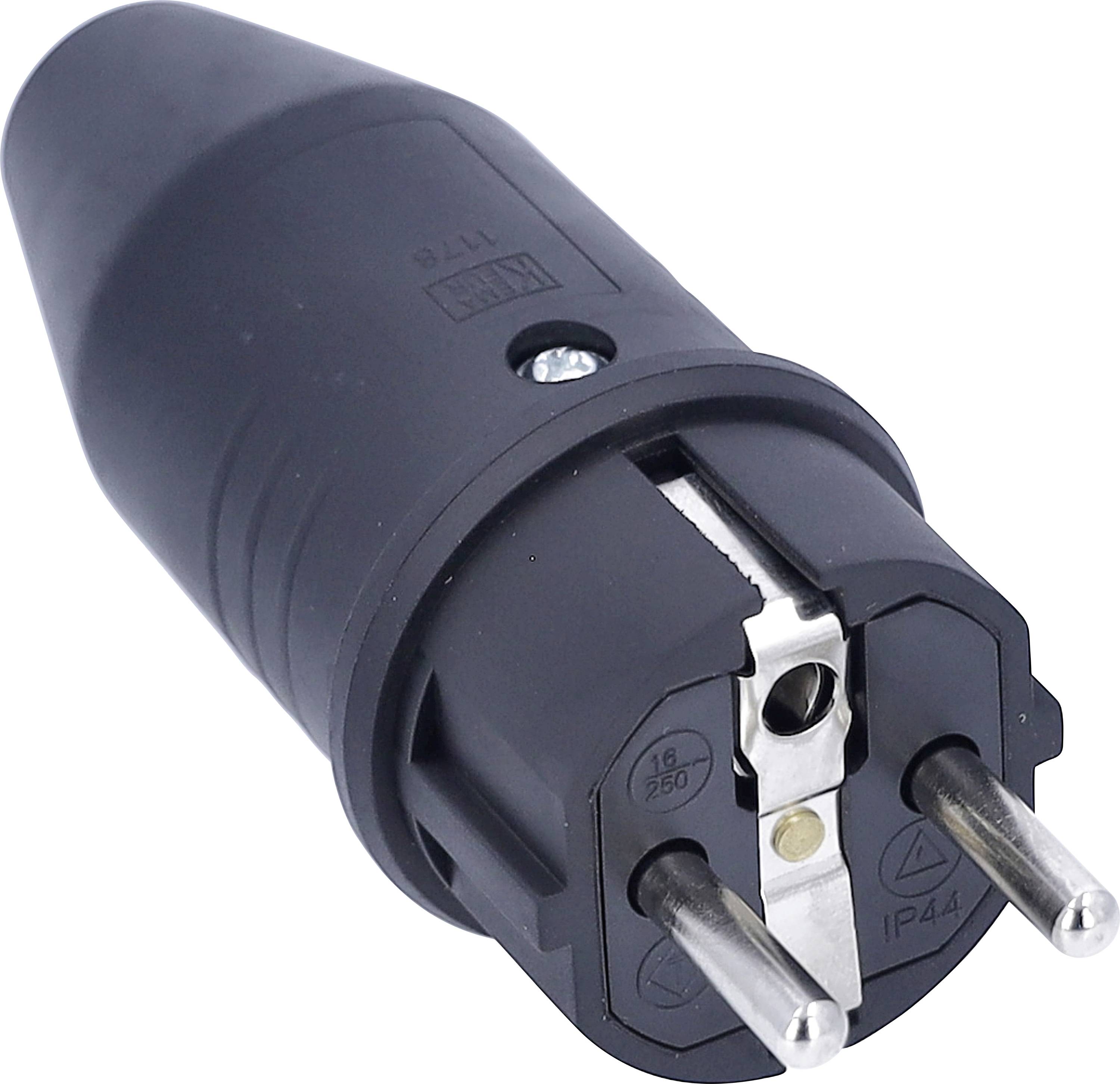 AS Schwabe 61412 zástrčka plnogumové 230 V černá IP44-0
