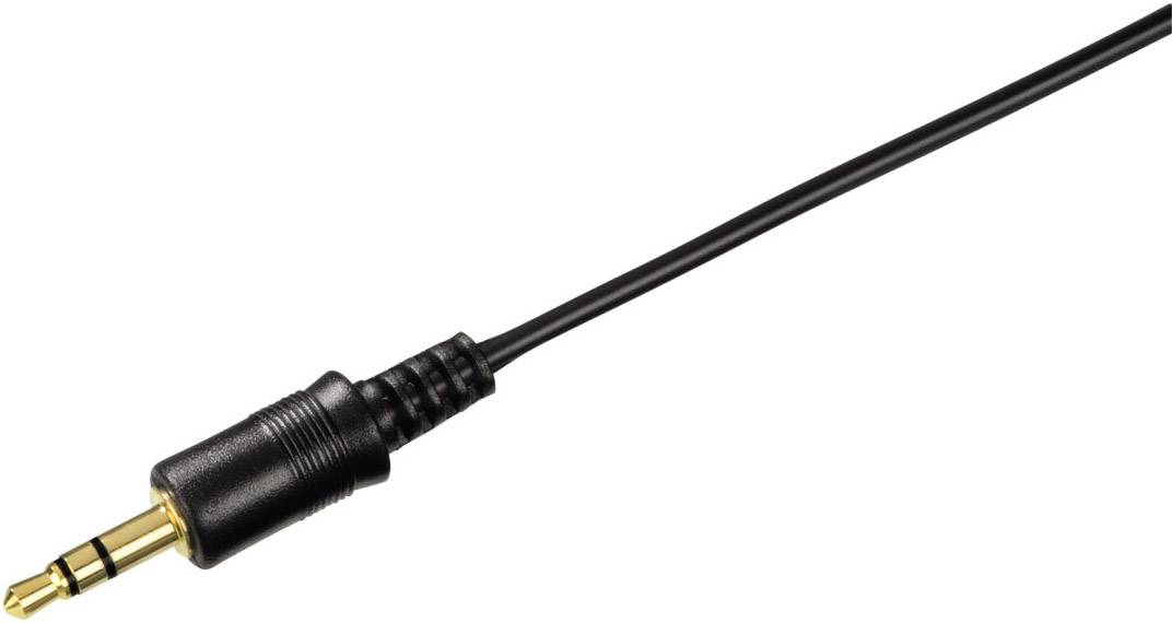 Černý audiokabel s 3,5mm jack konektorem.