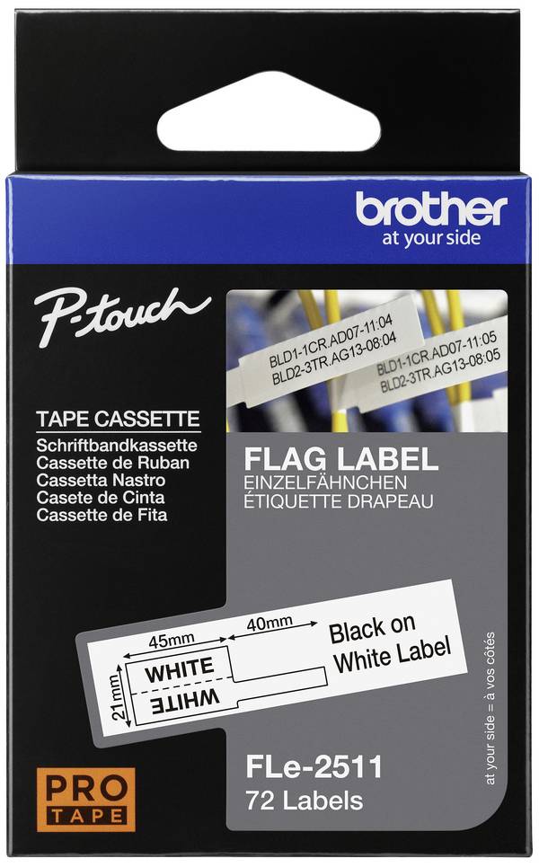 Brother FLe  FLe-2511  Barva pásky: bílá Barva písma:černá