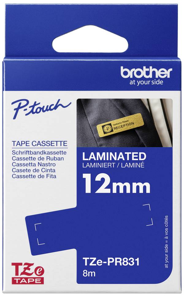 Brother TZe-PR831 Barva pásky: zlatá Barva písma:černá 12 mm 8 m