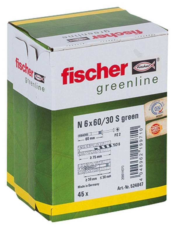 Fischer 524847  hřebíková hmoždinka 60 mm 6 mm 45 ks