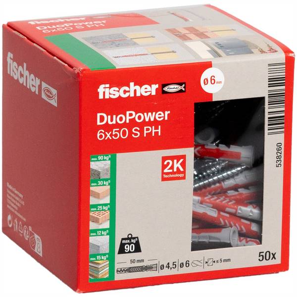 Fischer 538260 DUOPOWER 6x50 S PH LD 2komponentní hmoždinka 50 mm 6 mm 50 ks
