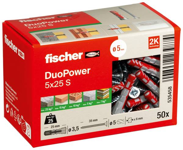 Fischer 535458 DUOPOWER 5x25 S LD 2komponentní hmoždinka 25 mm 5 mm 50 ks