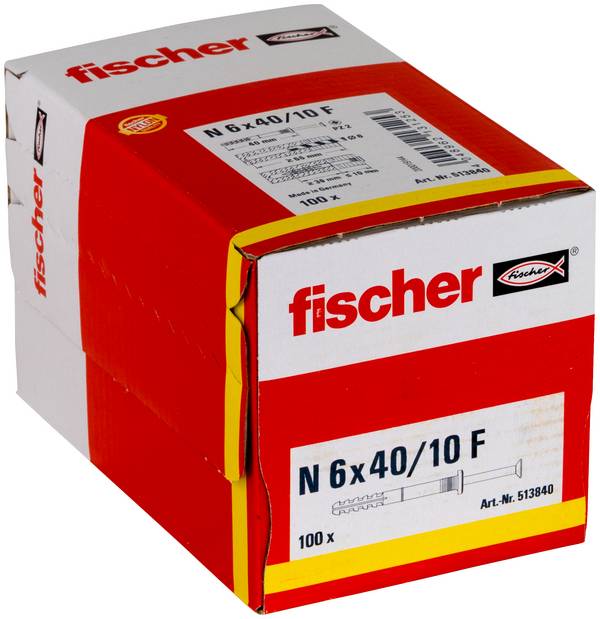 Fischer 513840  hřebíková hmoždinka 40 mm 6 mm 100 ks