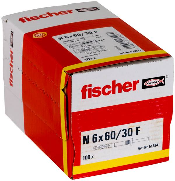 Fischer 513841  hřebíková hmoždinka 60 mm 6 mm 100 ks