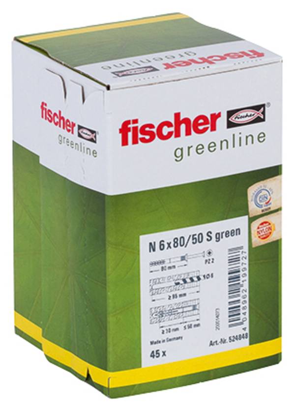 Fischer 524848  hřebíková hmoždinka 80 mm 6 mm 45 ks
