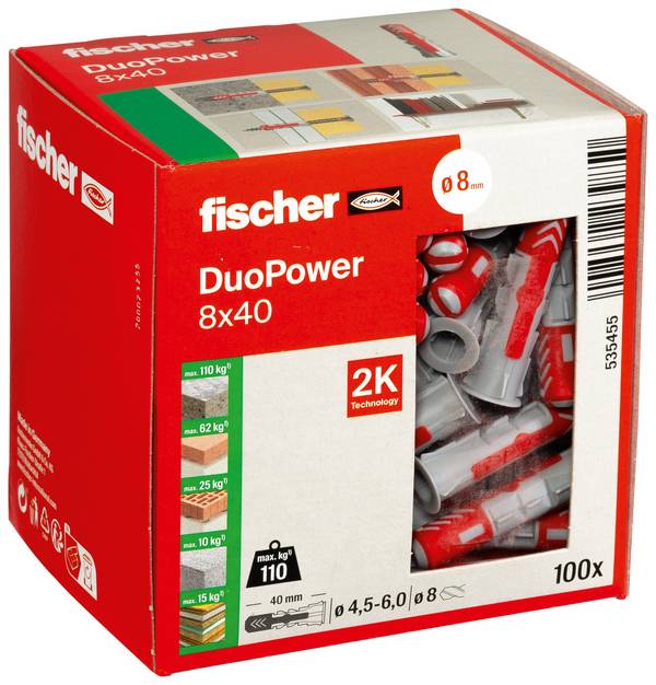 Fischer 535455 DUOPOWER 8x40 LD 2komponentní hmoždinka 40 mm 8 mm 100 ks