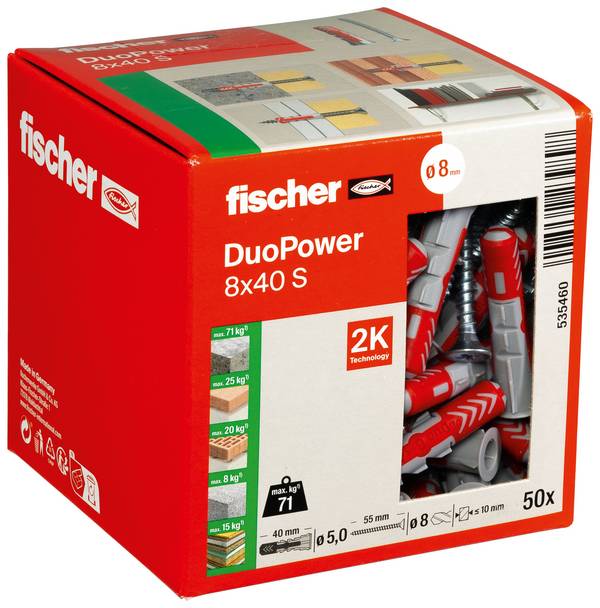 Fischer 535460 DUOPOWER 8x40 S LD 2komponentní hmoždinka 40 mm 8 mm 50 ks