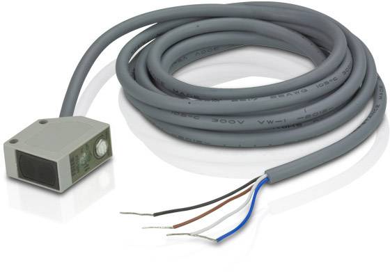 Šedý kabel se senzorem, který má otevřené konce ve čtyřech různých barvách: černá, hnědá, modrá a bílá.