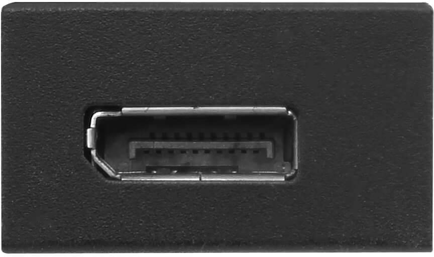 Černý mini DisplayPort konektor na elektronickém zařízení.
