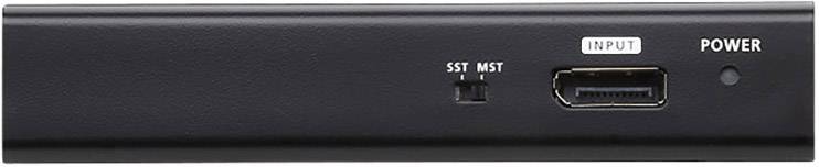 Černé zařízení s HDMI vstupem, přepínačem pro SST/MST a indikační LED diodou napájení. Vlevo je označení "INPUT".