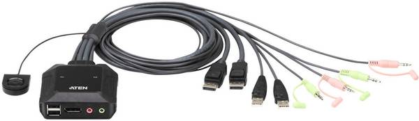 ATEN CS22DP-AT  přepínač KVM DisplayPort  4096 x 2160 Pixel
