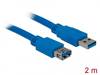 Delock USB kabel USB 3.2 Gen1 USB-A zástrčka, USB-A zásuvka 2.00 m modrá pozlacené kontakty 82539