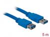 Delock USB kabel USB 3.2 Gen1 USB-A zástrčka, USB-A zásuvka 5.00 m modrá pozlacené kontakty 82541