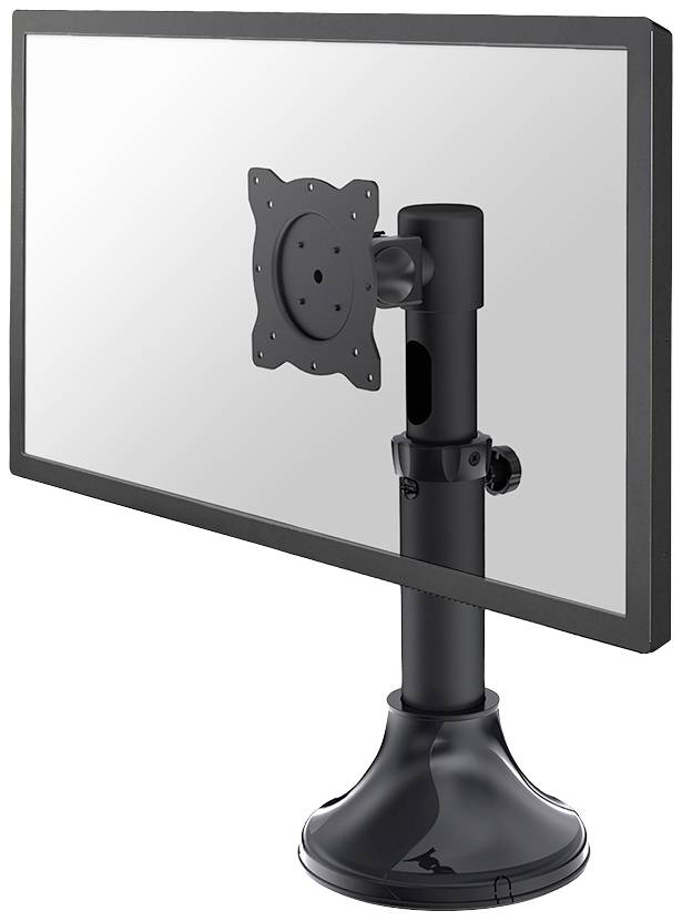 Plochý displej namontovaný na černém nastavitelném stojanu, ideální pro ergonomii pracovního místa.