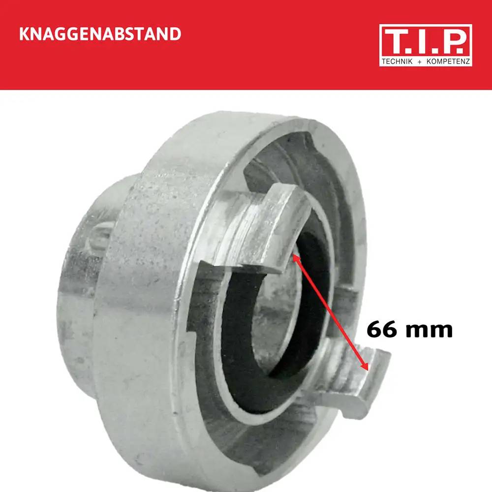 'Vzdálenost trnů 66 mm' zobrazuje stříbrnou kovovou součást se zuby a červeně označenou vzdáleností 66 mm na bílém pozadí.