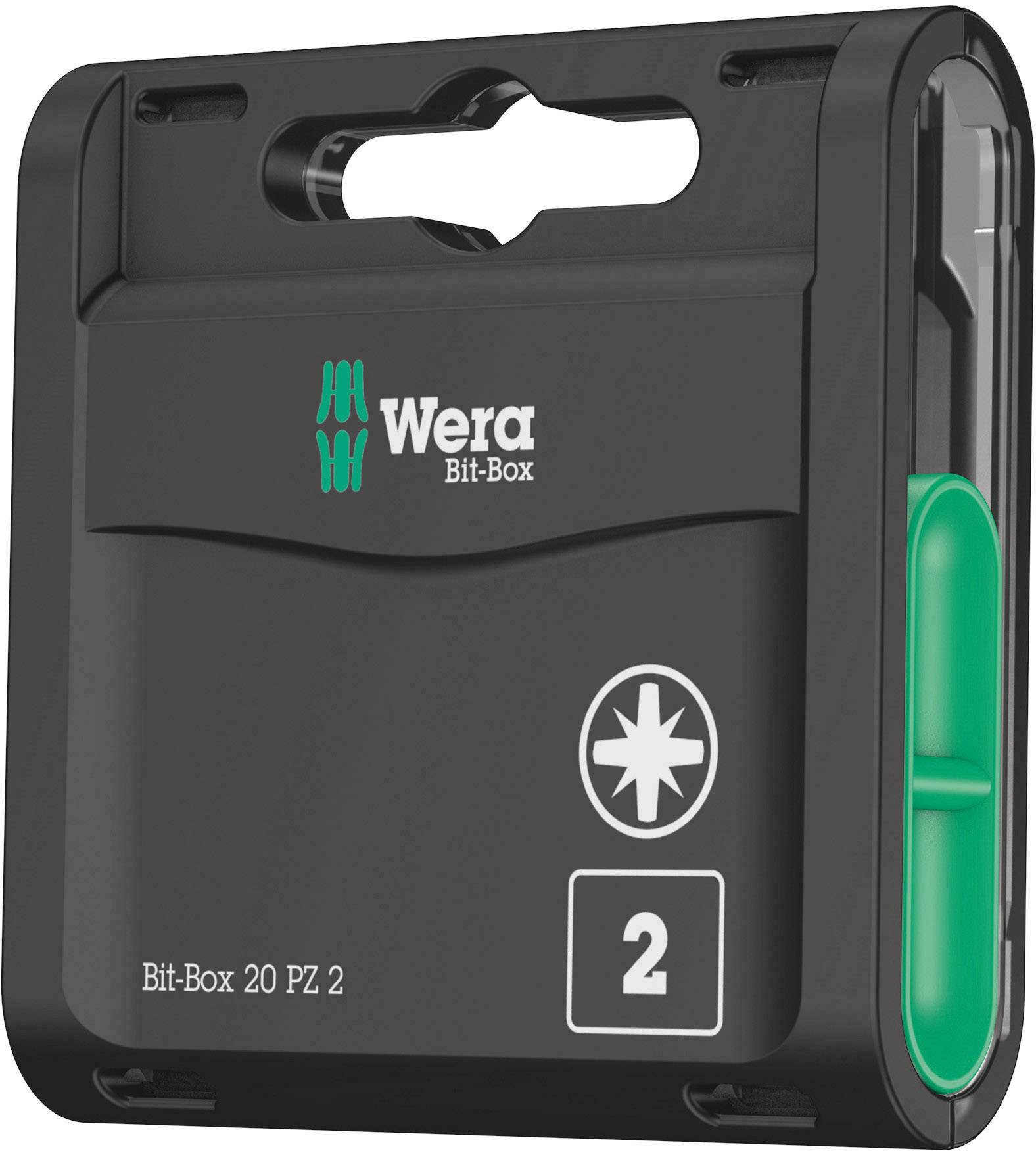 Černá Wera krabička na bity s tyrkysovým akcentem, s nápisem 'Bit-Box 20 PZ 2' a zobrazující hvězdné symbol s číslem '2'.