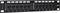 Patch panel Cat.5 se 12 ethernetovými porty, číslovanými od 1 do 12, vhodný pro síťové instalace v serverovně.