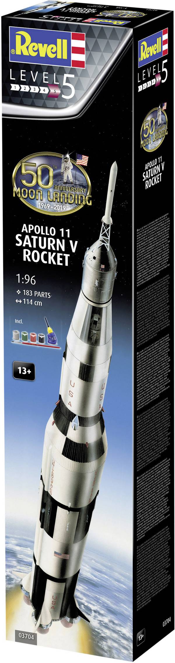 Revell 03704 Apollo 11 Saturn V Rocket vesmírný model, stavebnice 1:96