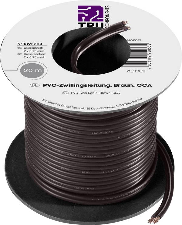 TRU COMPONENTS TC-7572816 lanko/ licna    0.75 mm² hnědá 20 m