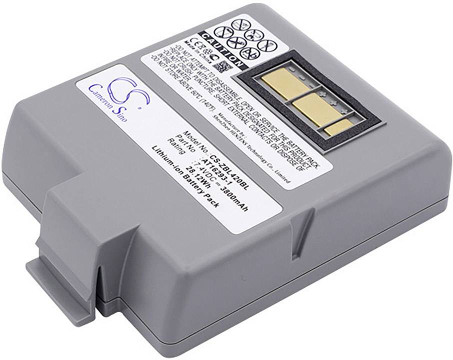 Šedá lithium-iontová baterie s štítkem a zlatými kontakty. Nápis obsahuje technické specifikace a výstražné symboly.